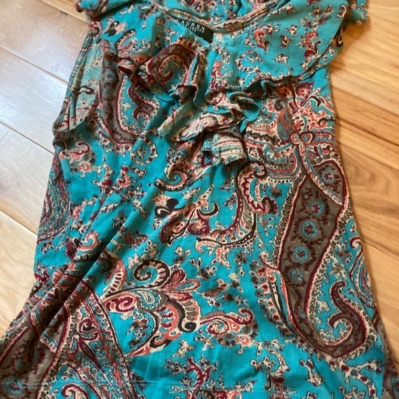 Ralph Lauren Tops - Ralph Lauren Y2K vintage Teal Paisley Ruffle Blouse